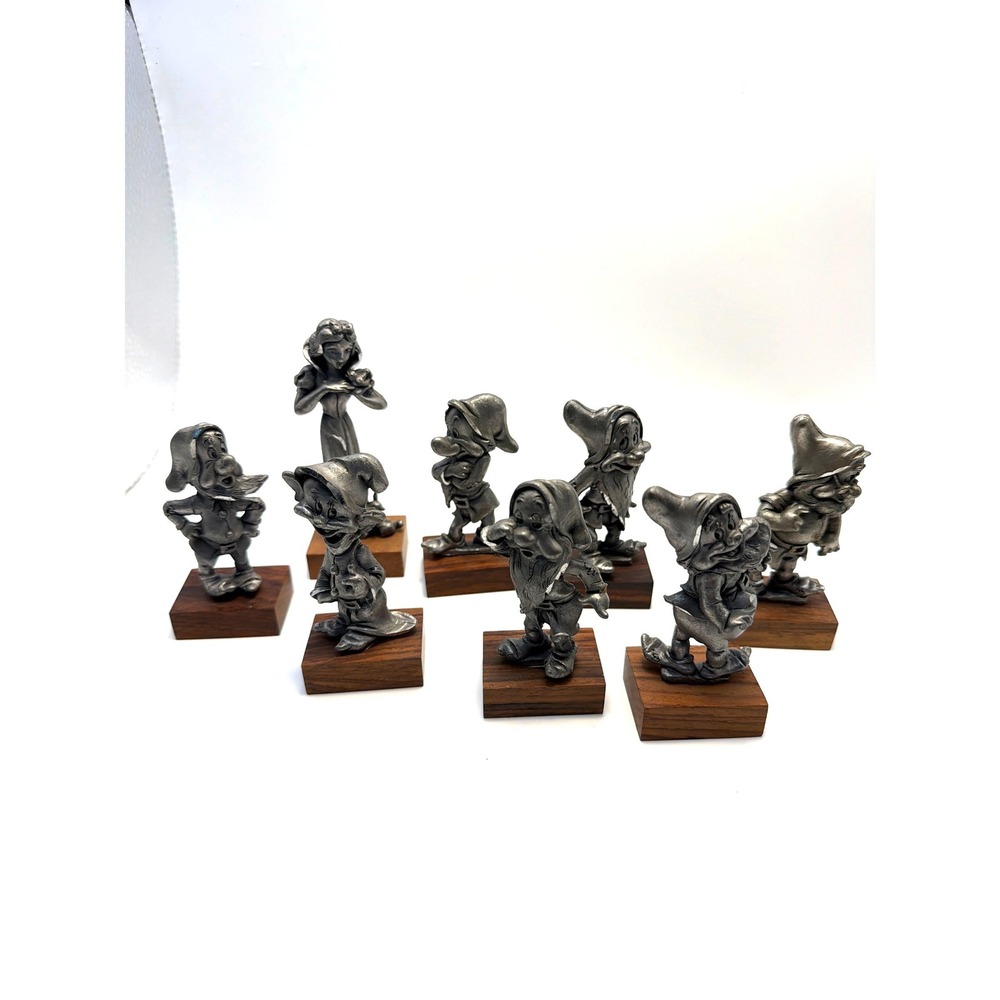 Vintage Peltro Disney Snow White and Seven Dwarfs Pewter Figurines Italy Set 8